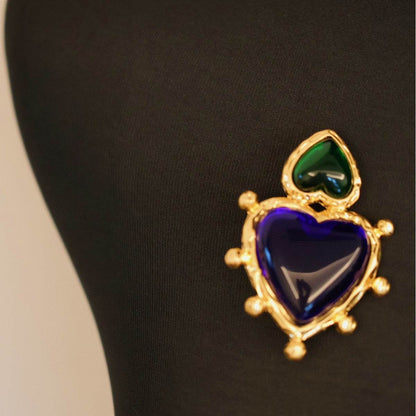 Buycenter Bottle Green Heart Vintage Ear Clips - High-Grade Fashion Jewelry - Buy Center