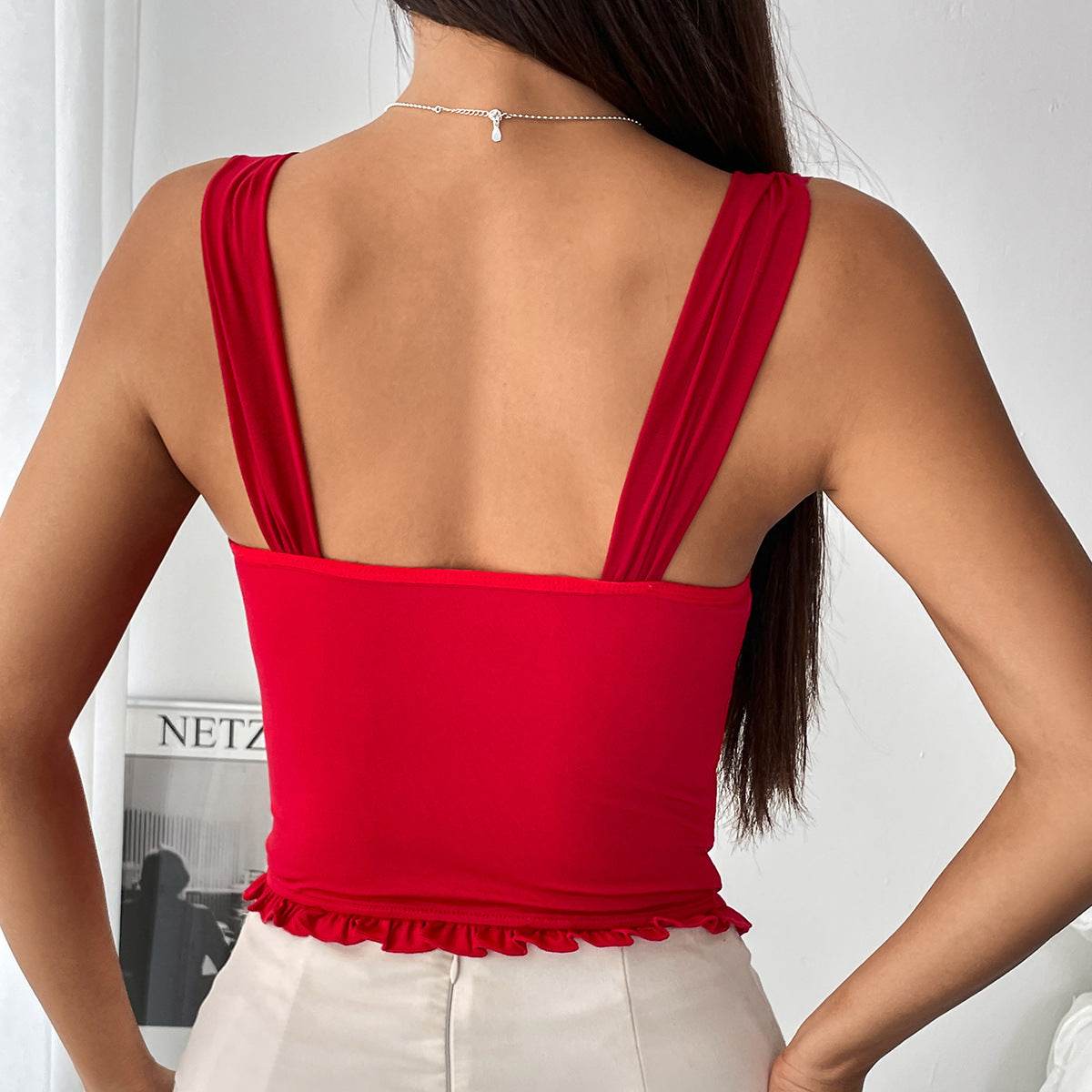 Buycenter Women's Fishbone Bra Camisole - Stylish Sling Top in Red - Buy Center