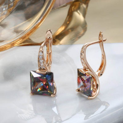 Women's Retro Fashion Earrings - Unique U-Shaped Design & Colorful Zircon - Buy Center
