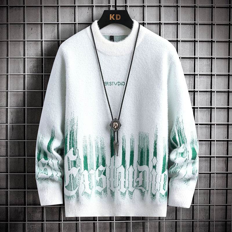 Men's Thickened Half High Collar Sweater - Warm Rabbit Fur Pullover - Buy Center