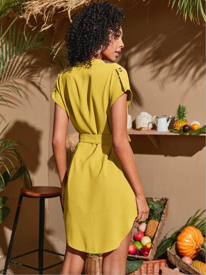 Women's Bowknot Short Sleeve Dress - Stylish Casual Wear in 7 Colors - Buy Center