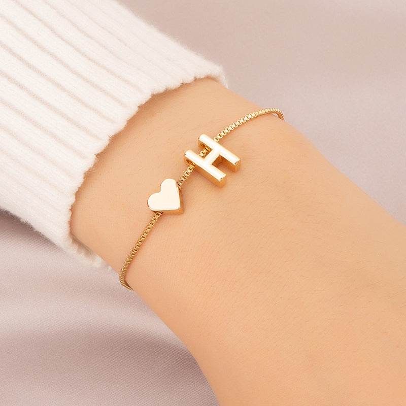 Cute Love Heart Bracelet - Personalized Couple Gift with English Letters - Buy Center