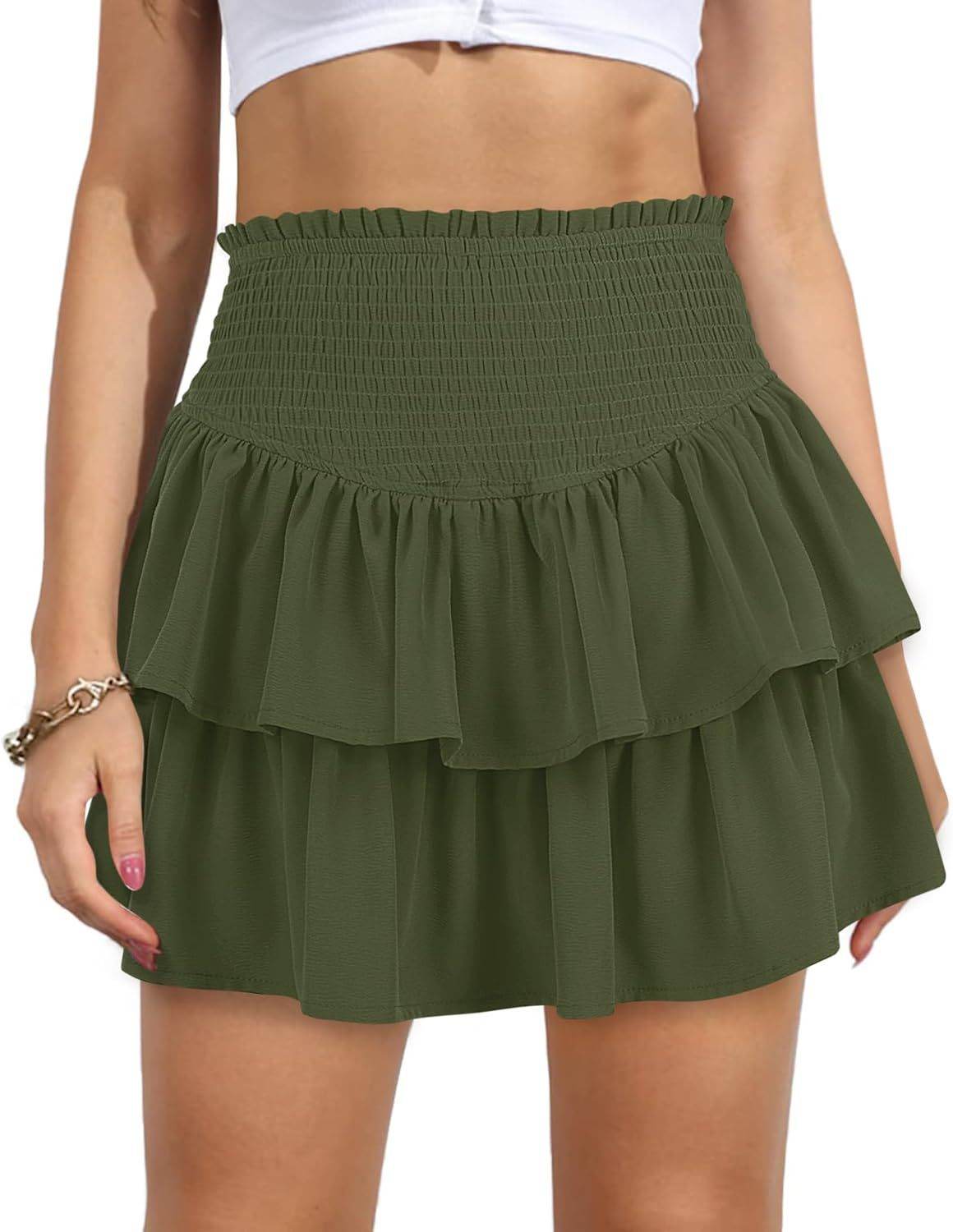 Buycenter High Waist Pleated Skirt - Slimming Solid Color Mini Style - Buy Center