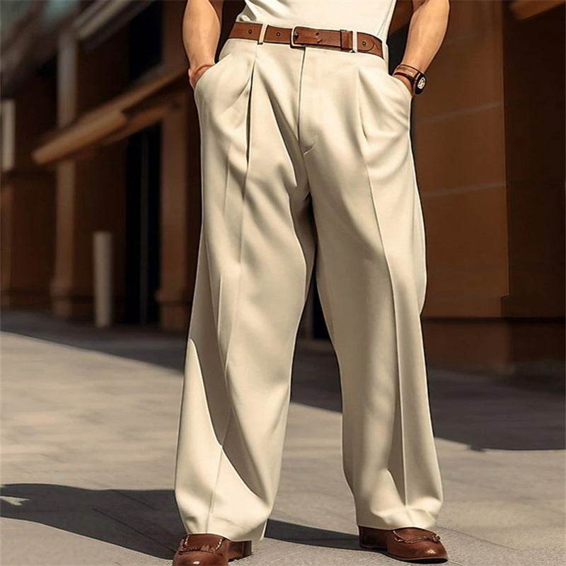 Men's Wide Leg Casual Pants - Straight Pocket Design in Multiple Colors - Buy Center