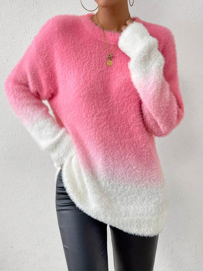 Buycenter Gradient Woolen Top - Fashion Round Neck Sweater in 3 Colors - Buy Center