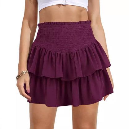 Buycenter High Waist Pleated Skirt - Slimming Solid Color Mini Style - Buy Center