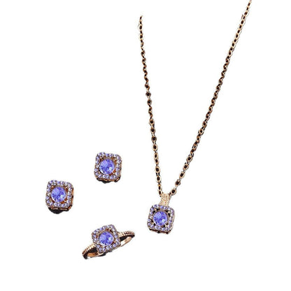 Square Women's Fashion Jewelry Set - Necklace, Earrings & Ring Trio - Buy Center