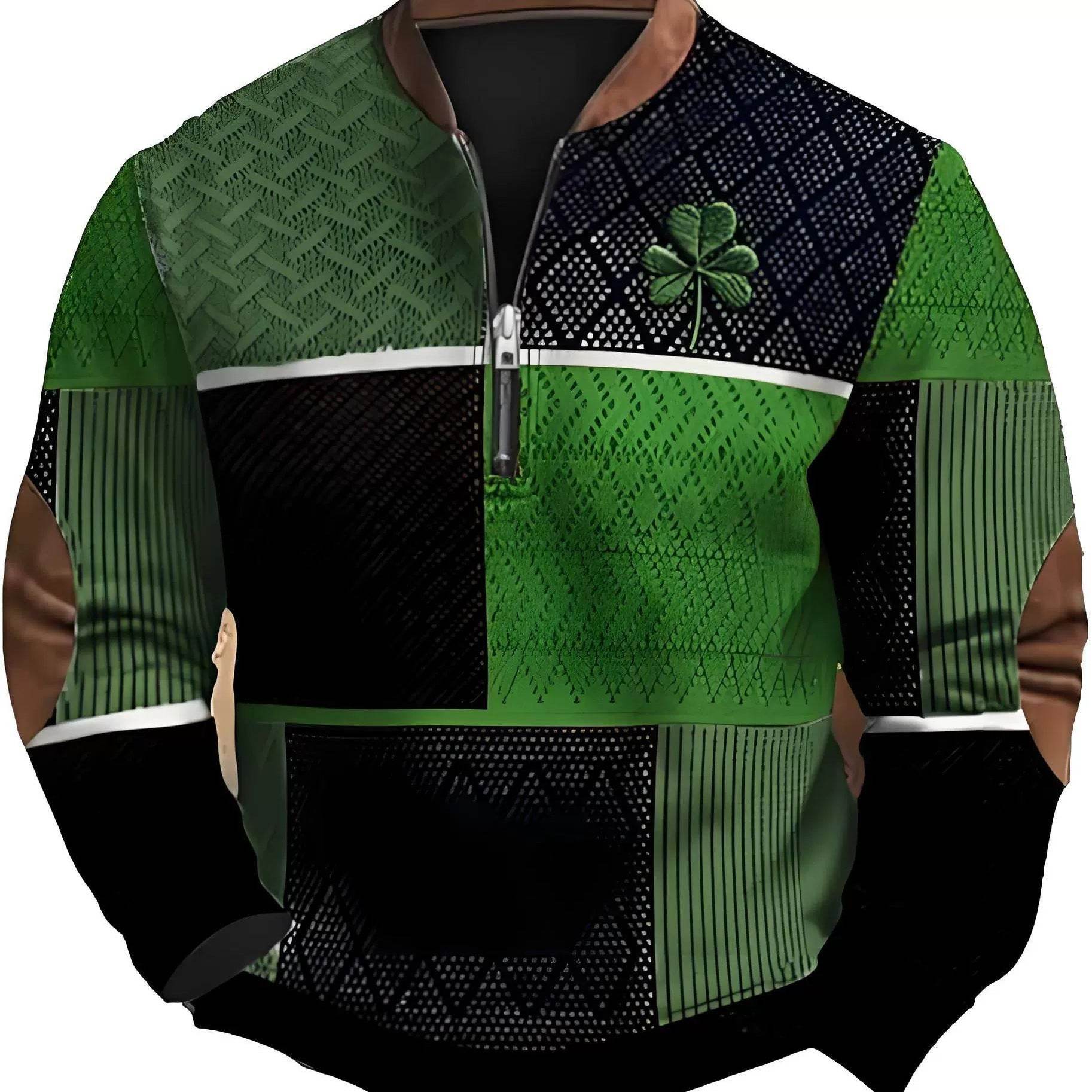 Trendy 3D Digital Printing Half-Zip Sweatshirt for Men - Stylish Comfort - Buy Center