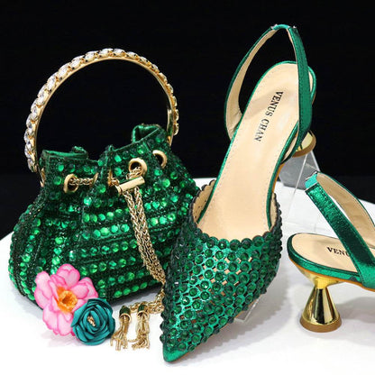 Colorful Stone Handbag & Pumps Set - Elegant Pointed Toe, Modern Style 2025 - Buy Center