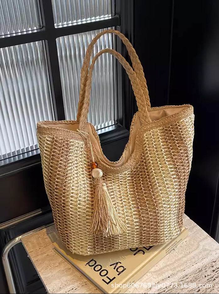 Vacation Beach Women's Shoulder Bag - Chic Totes in Beige & Black - Buy Center