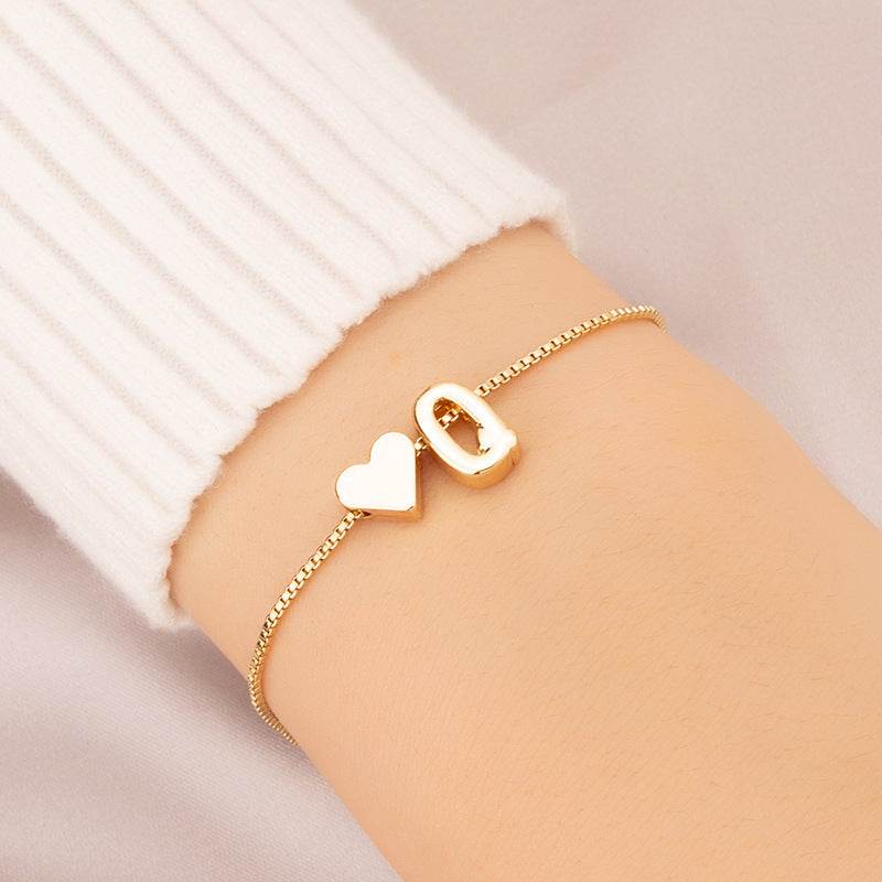 Cute Love Heart Bracelet - Personalized Couple Gift with English Letters - Buy Center