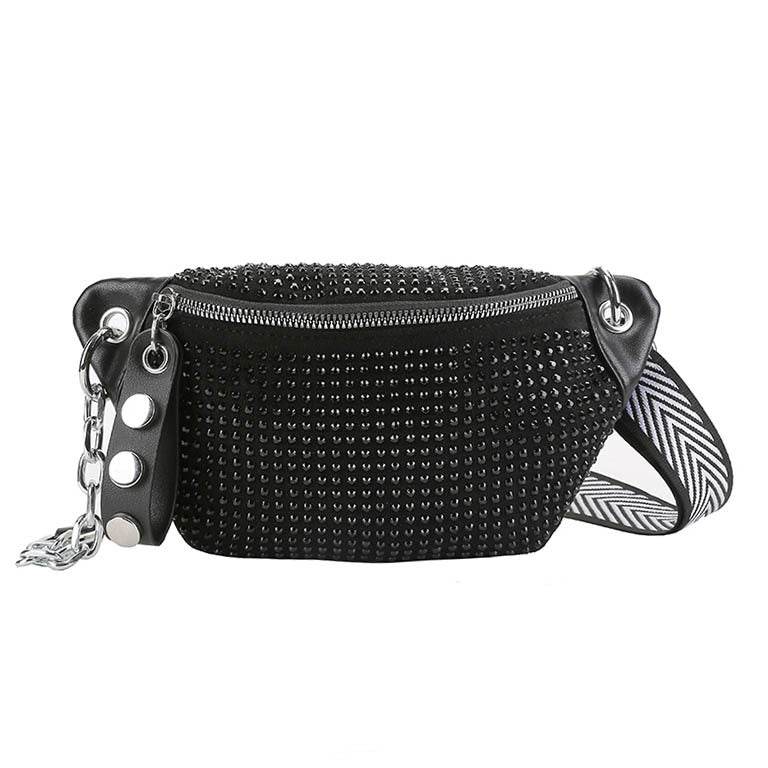 Sequin Women's Crossbody Bag - Silver & Black - Trendy Urban Fashion - Buy Center