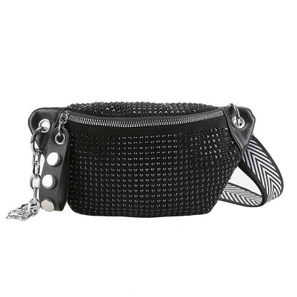 Sequin Women's Crossbody Bag - Silver & Black - Trendy Urban Fashion - Buy Center