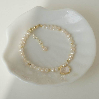 Elegant Women's Freshwater Pearl Necklace & Bracelet Set - Geometric Style - Buy Center