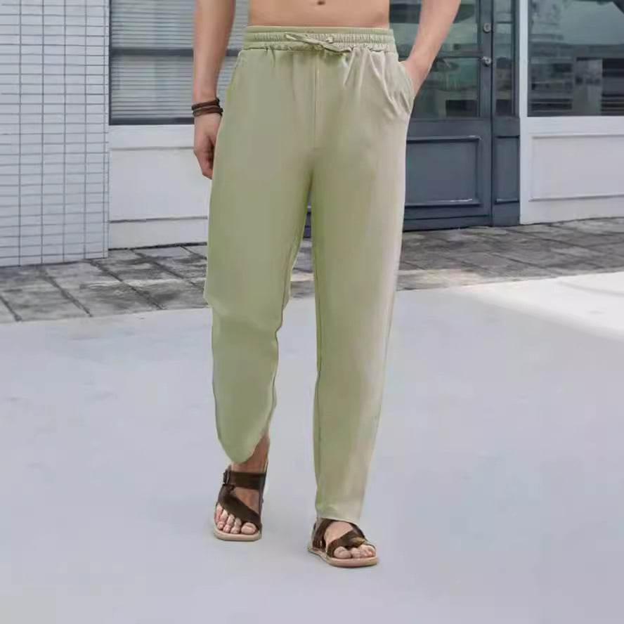 Men's Casual Straight Pants - Mid Waist, Micro-Elastic, Bamboo Fiber - Buy Center