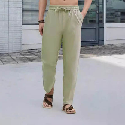 Men's Casual Straight Pants - Mid Waist, Micro-Elastic, Bamboo Fiber - Buy Center