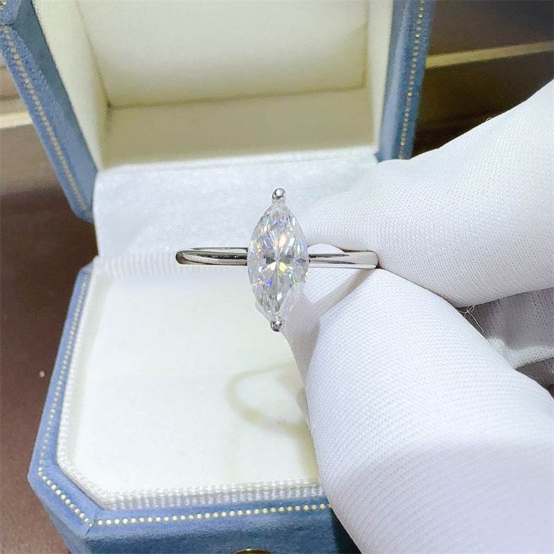 Classic Purple Horse Eye Moissanite Ring - Elegant U-Shaped Design - Buy Center