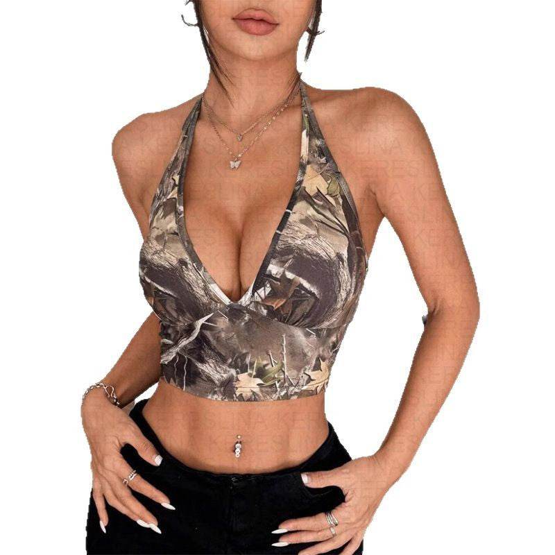 Buycenter Women's Heart Shape Rhinestone Cropped T-shirt - Trendy Street Fashion - Buy Center