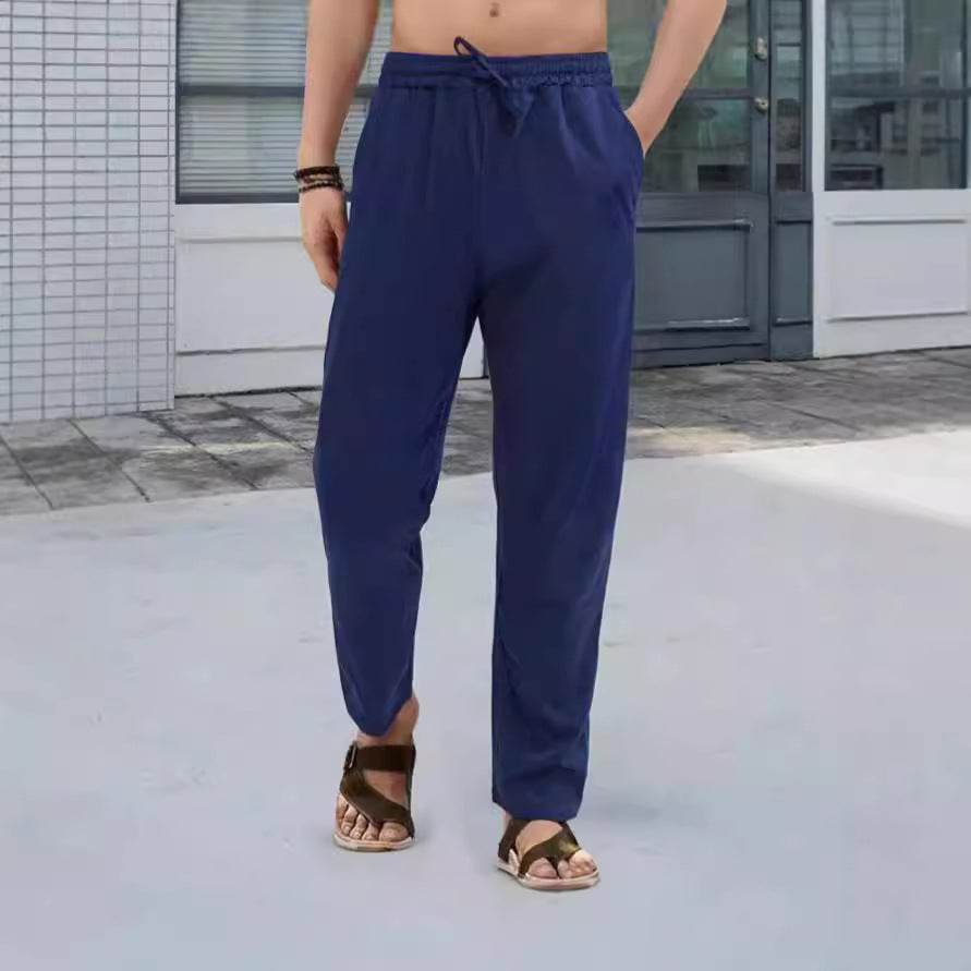 Men's Casual Straight Pants - Mid Waist, Micro-Elastic, Bamboo Fiber - Buy Center