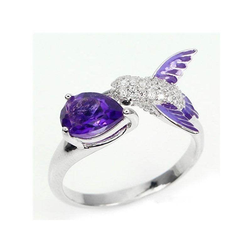 Buy Center Adjustable Purple Droplet Diamond Ring - Trendy Unisex Style - Buy Center