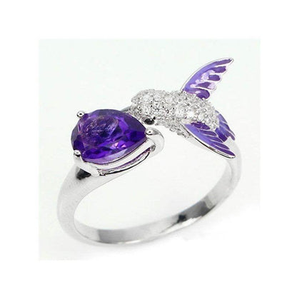 Buy Center Adjustable Purple Droplet Diamond Ring - Trendy Unisex Style - Buy Center