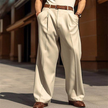 Men's Wide Leg Casual Pants - Straight Pocket Design in Multiple Colors - Buy Center