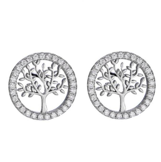 Elegant 925 Silver Tree Zircon Earrings - Stylish & Durable Jewelry for Women - Buy Center