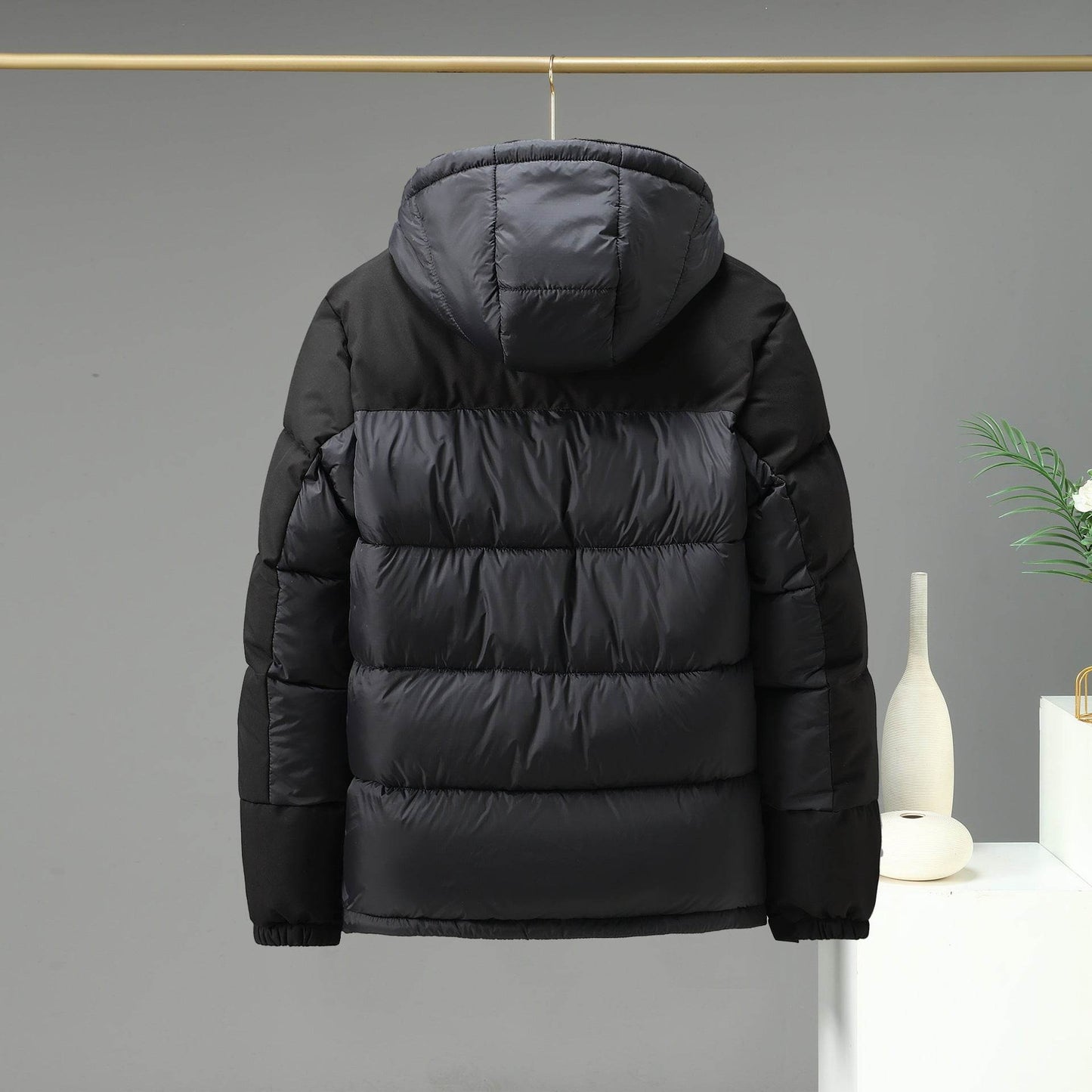 Cotton Contrast Patchwork Down Jacket - Stylish & Warm for All Seasons - Buy Center