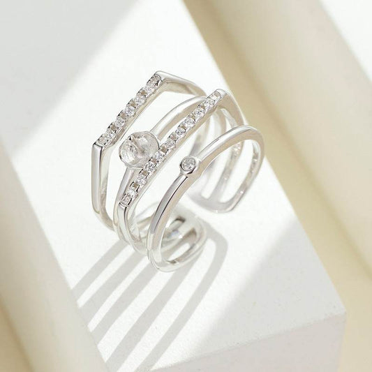 Sterling Silver Pearl Eardrop Frame Ring - Adjustable Fashion Statement - Buy Center