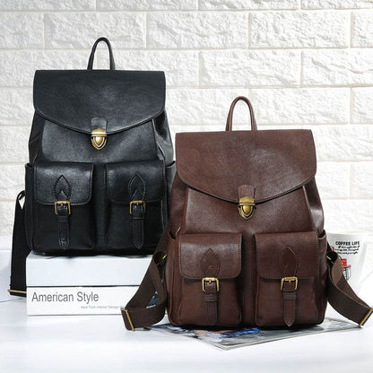 Women's Vintage Cowhide Backpack - Durable Fashion Accessory in Black/Brown - Buy Center