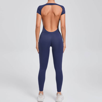 Buycenter Pure Color Tight Yoga Jumpsuit - Moisture Absorbent & Flexible Fit - Buy Center