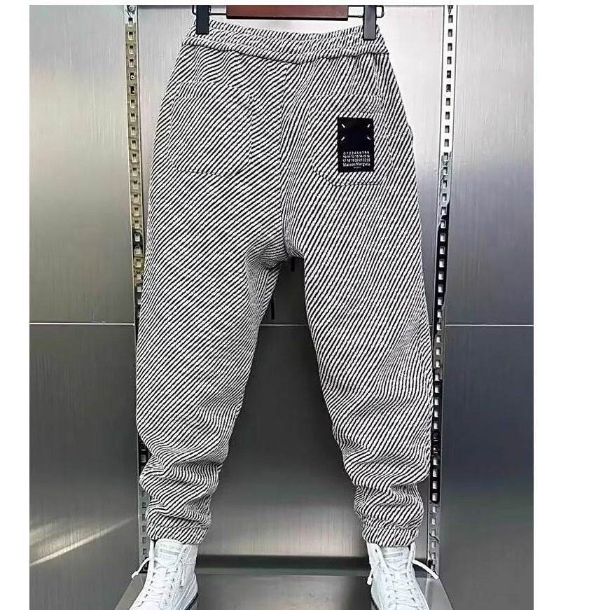 Fashionable Loose Ankle Banded Pants - Mid Waist, Elastic Waist Fit - Buy Center