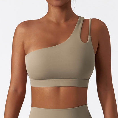 Buycenter One-Shoulder Yoga Bra - Irregular Strap, Lightweight Comfort - Buy Center