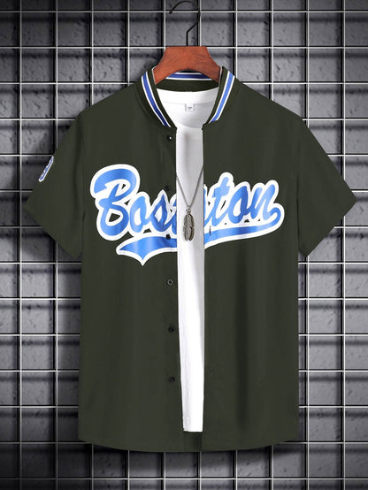 Loose Printed Letters Casual Shirt - Breathable Korean Style in 6 Colors - Buy Center