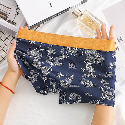 Dragon Pattern Men's Cotton Boxers - Comfortable, Stylish & Breathable Fit - Buy Center