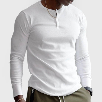 Men's Slim Fit Sports T-shirt - Long Sleeve Workout Top, Black & White - Buy Center