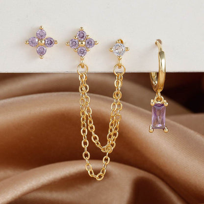 3-Piece Birthstone Earrings Set - Zodiac Designs for Stylish Women - Buy Center