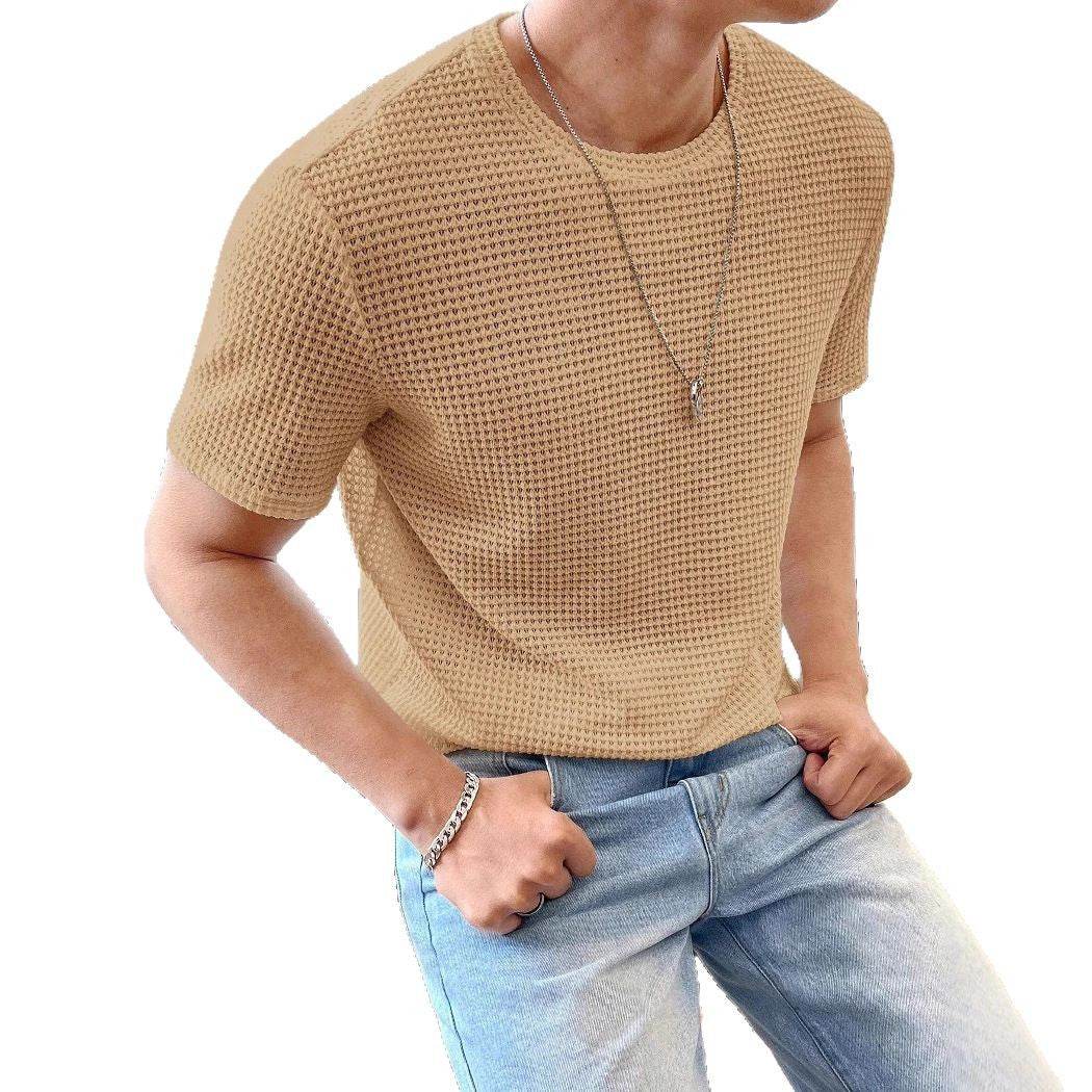 Men's Casual Loose Short Sleeve Tee - Solid Color, Comfortable Fit - Buy Center