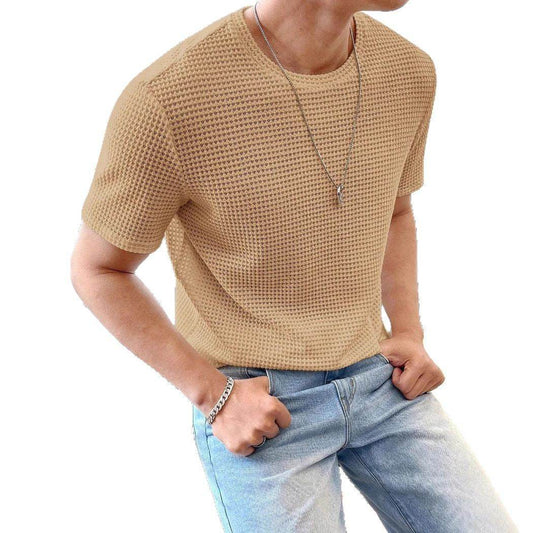 Men's Casual Loose Short Sleeve Tee - Solid Color, Comfortable Fit - Buy Center