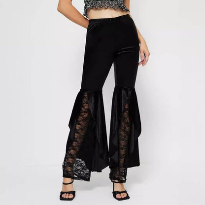 Women's Elegant Lace Bell-Bottom Pants - Stylish Wide Leg Trousers 2025 - Buy Center