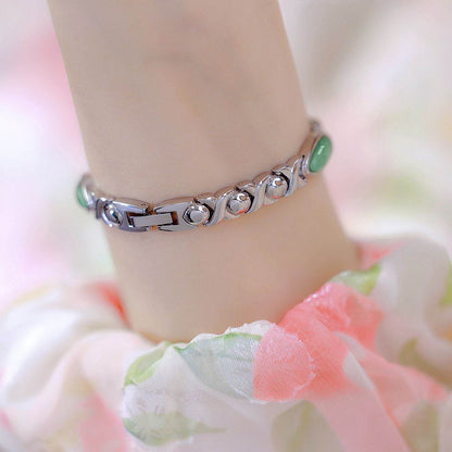 Buy Center Women's Premium Jade Chain Watch - Stylish Aventurine Design - Buy Center