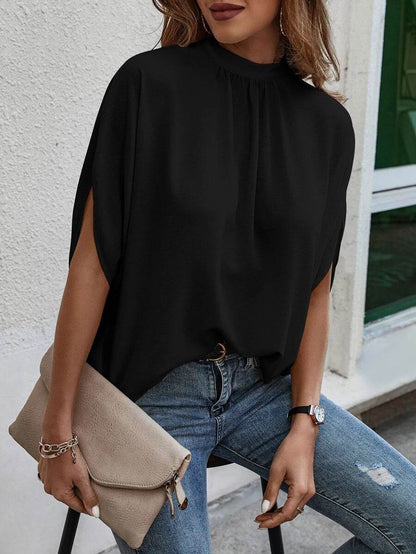 Casual Fashion Split Batwing Sleeve Top - Stylish Blouse for Women 2025 - Buy Center