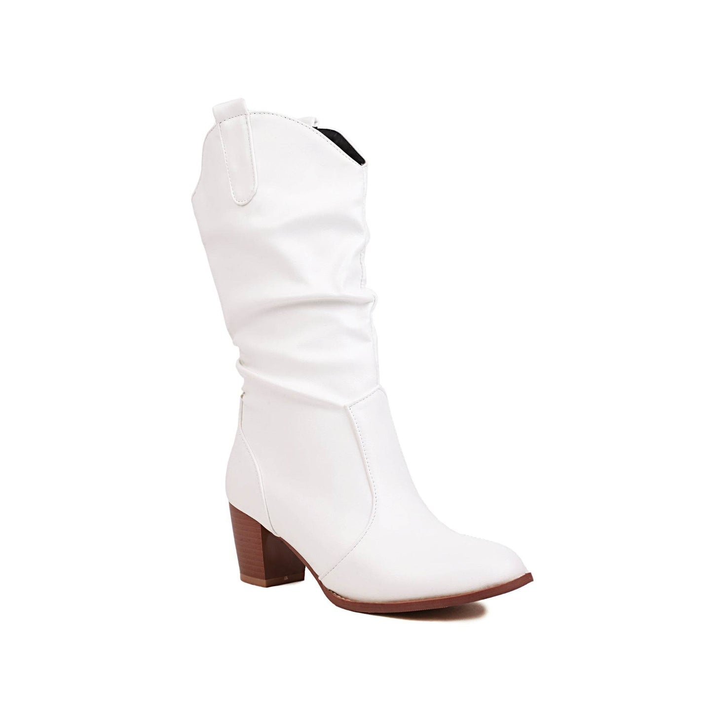 Women's Fashion Leather Boots - Mid-Calf, Chunky Heel Comfort for 2025 - Buy Center