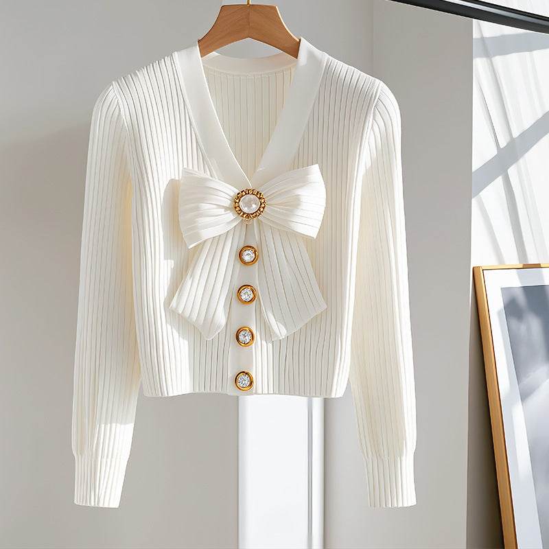 Buycenter Chic White Long-Sleeved Sweater - High-End Casual Fashion - Buy Center