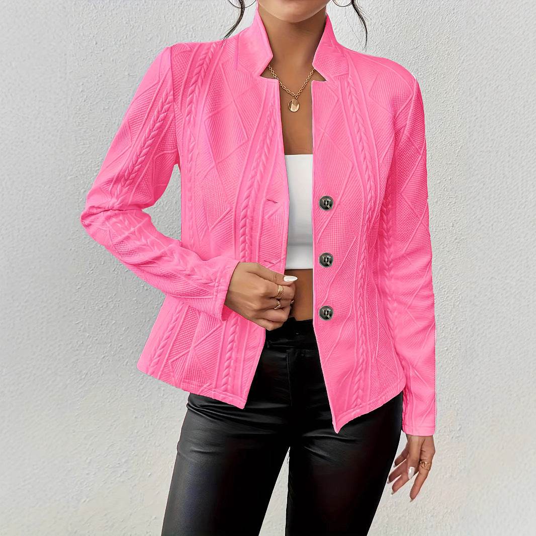 Buycenter Women's Button Pattern Suit Jacket - Stylish Long Sleeve Blazer - Buy Center