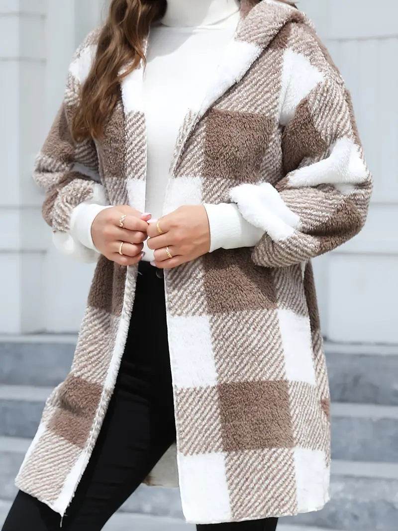 Fashion Special Women's Plaid Plush Coat - Stylish Pink, Black, Red Options - Buy Center