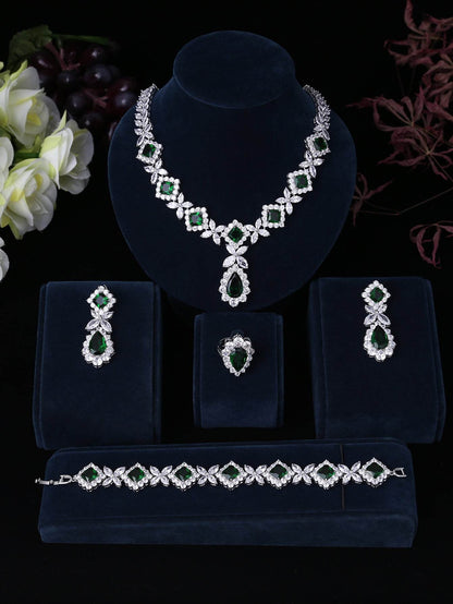 Buy Center European Luxury Zircon Jewelry Set - Necklace, Earrings, Ring - Buy Center