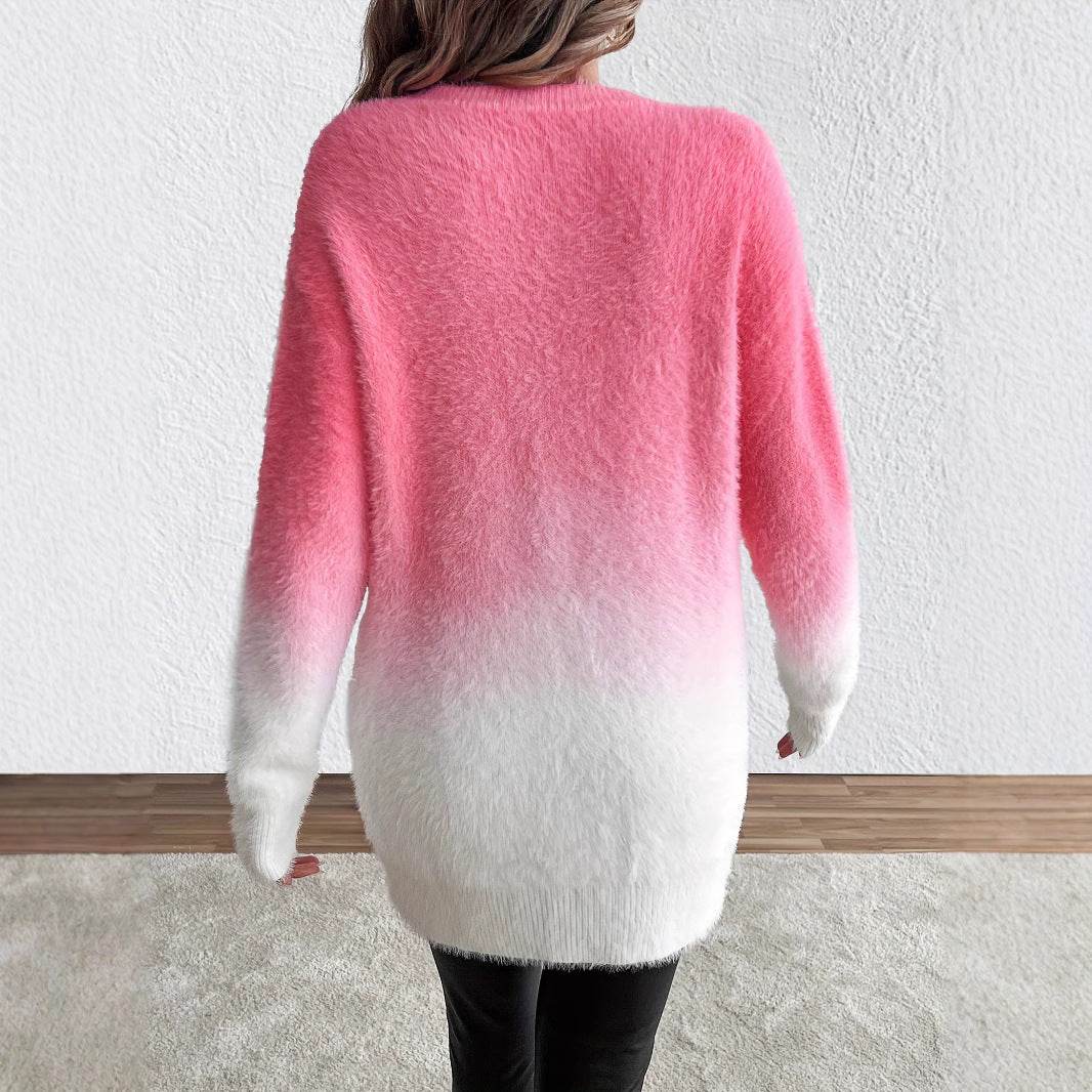 Buycenter Gradient Woolen Top - Fashion Round Neck Sweater in 3 Colors - Buy Center