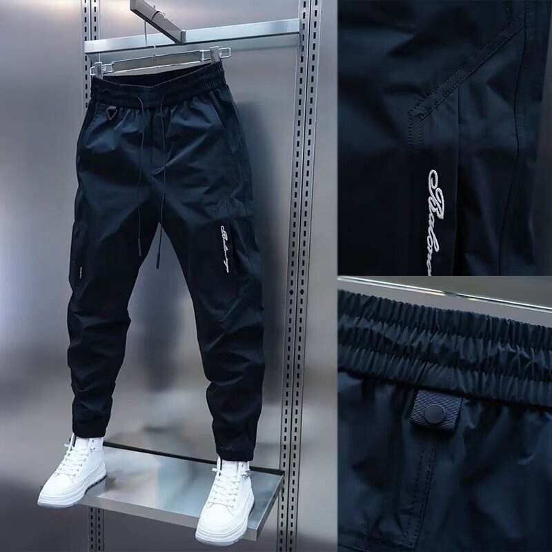Men's Casual Jogger Pants - Loose Straight Fit in Black and Beige - Buy Center