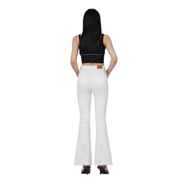 Buycenter White High Waist Slim Fit Horseshoe Pants for Women - Buy Center
